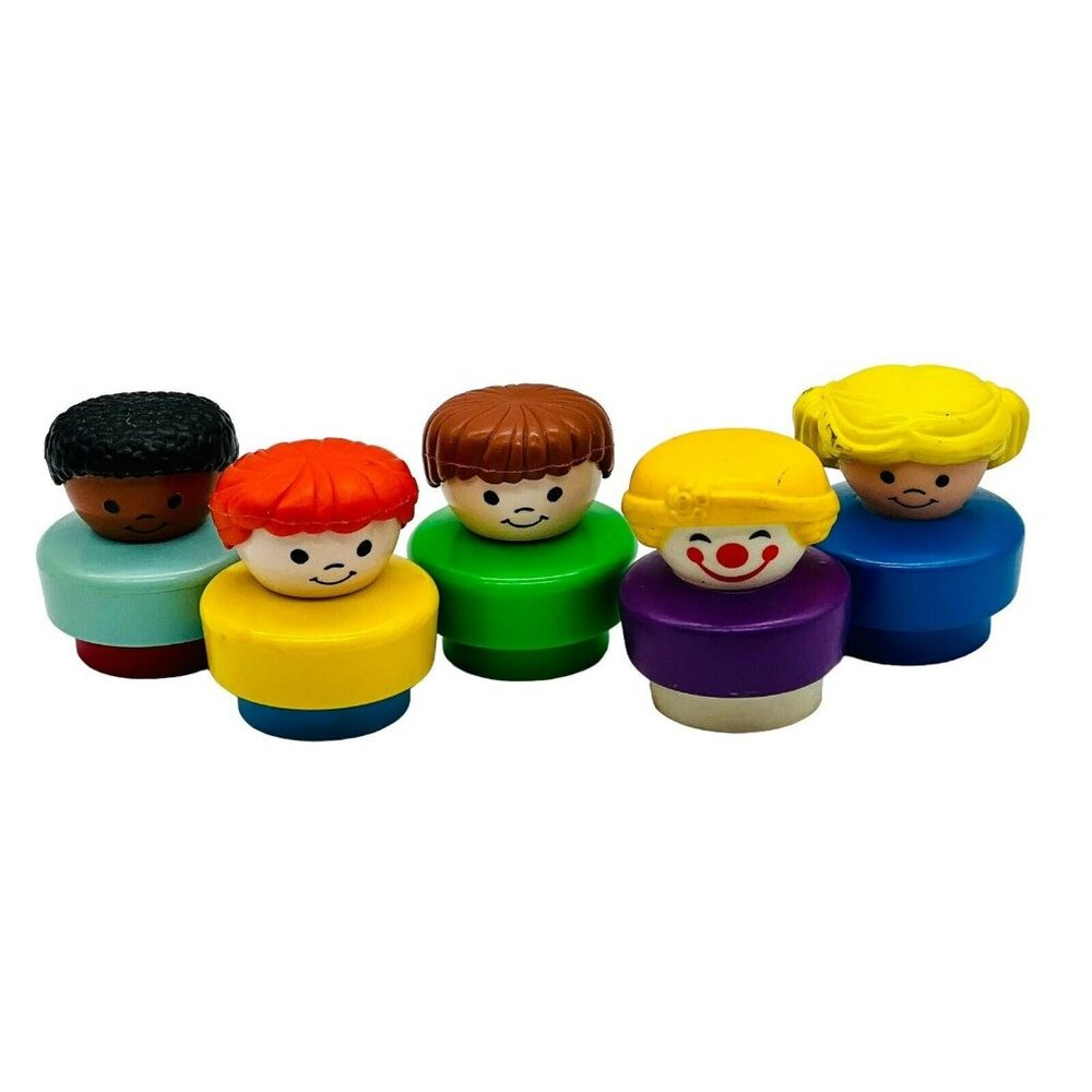 Fisher Price Chunky Little People 1990‎ Lot 0f 5 Clown African American Boy Girl